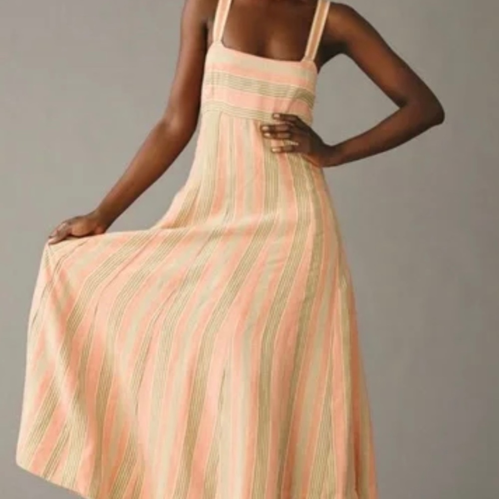 Maeve linen square neck a-line dress